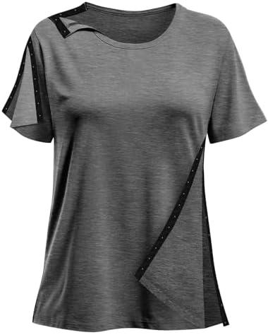 Post Shoulder Surgery Shirts for Women- Short Sleeve-Full Snap-Open Arm Shoulder Recovery Clothing Chemo Clothing, Size: M