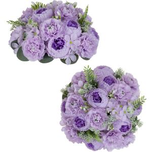 BLOSMON Peony Flower Balls Centerpieces: 2pc 9.5 Inch Lilac Fake Peony Floral Arrangement Bouquet Wedding Dinning Table Decoration Easy Use Artificial Silk Kissing Ball Home Party Decor