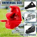 Trailer Hitch Locks with Keys, Fits 1-7/8 2-5/16 2 Inch Ball Hitch Lock Coupler Adjustable Tongue Lock Heavy Duty Steel for Vehicle Trailer Boat and RV, Anti-theft Hitches, Red-2 Pack-Not Keyed Alike