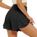 FireSwan Crossover Athletic Shorts for Women 2 in 1 Flowy Running Shorts with Pockets Spandex Butterfly Workout Tennis Skorts, XL