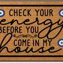 Check Your Energy Before You Come in My House Indoor Front Door Mat for Shoes by Door, Door Mats Outdoor Funny Door Mats for Outside Entry 30"X18" (Multi Color)