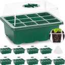 MIXC 10 Packs Seed Starter Tray Seed Starter Kit with Humidity Dome (120 Cells Total Tray) Seed Starting Trays Plant Starter Kit and Base Mini Greenhouse Germination Kit for Seeds Growing Starting