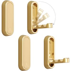 4PCS Folding Coat Hook, Heavy Duty Wall Hooks Made of Zinc Alloy, Foldable Gold Wall Hooks for Hanging Coats, Scarves, Hats, Bathrobes, Keys, Bags (Gold)