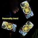 Compatible iPhone 13 Pro Max Case Colorful Glowing Tempered Glass Back Cover Bumper Shockprooffor Cool Women and Trendy Menfor iPhone Luminous Case forCall Music FlashSend Tempered Film (Gear)