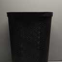 Mind Reader Slim Laundry Hamper with Lid, 60L Clothes Basket, Ventilated Plastic, Black