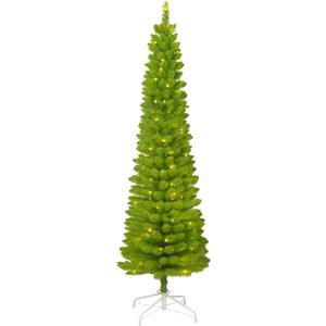 6FT Pre-Lit Artificial Green Pencil Christmas Tree