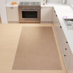 SUMLANS Kitchen Mat, Cushioned Non-Slip Rugs for Kitchen Floor, Absorbent Runner Comfort Standing Mats Washable for Kit, Office, Home (Camel, 35.4"x71")