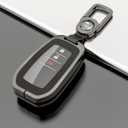 RYE Toyota Key Fob Cover - TPU+Zinc Alloy Case for 2019-2025 Land Cruiser, 2021-2025 Venza, Grand Highlander, Hilux, Fortuner, 2022-2025 Tundra, Tacoma Remote (Black)