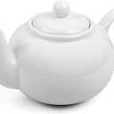 RSVP International Stoneware Teapot Collection, Microwave and Dishwasher Safe, 16 oz, White