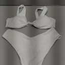 Geluboao White Two Piece Swimsuits for Women Sexy V Neck Push Up Bikini Set Brazilian Cut Cheeky High Waisted Thong Bathing Suit Small