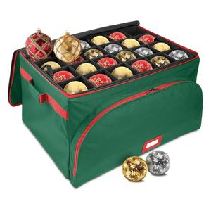 Jieting Christmas Ornament Storage Box with Dividers, 64-Ball Xmas Storage Container, 600D Oxford Christmas Balls Storage Containers with Zipper & Two Handles（Green）