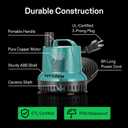 VIVOSUN 260GPH 20W Submersible Water Pump for Fish Tank, Pond, Aquarium, Hydroponic Systems with 6ft Power Cord and 3 Outlet Adapters, Blue
