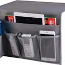 5 Pockets Bedside Caddy, Bedside Storage Organizer for Water Bottles, Magazines, Phone, Glasses (5 Pockets-Grey)