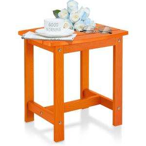 Y&M Outdoor Side Table, HIPS Adirondack Small Single Table, Waterproof Square Outside Table, Balcony Modern End Tables for Patio, Pool, Beach, Porch, Deck, Indoor or Outdoor Use, Orange