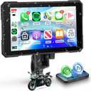 Motorcycle CarPlay Screen 5 Inch Wireless Carplay Android Auto for Motorbike with Removable Bracket, IP68 Waterproof Touchscreen, Supports GPS Navigation Bluetooth