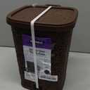 Compact Plastic Step-On Trash Can, Indoor and Outdoor Waste Bin with Foot Pedal, Brown Decorative Garbage Bin with Lace Design, 6 Qt Small Trash Can for Kitchen, Bathroom, Bedroom, Patio, Yard, Brown