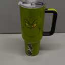 Bioworld Grinch Grinning Face 40 Oz Green Stainless Steel Tumbler With Handle