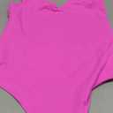 SAUNGKUAI Womens Bodysuit Sexy Plunge Deep V Neck Backless Sleeveless Tank Thong Body Suits Outfits for Going Out (Small, Hotpink)