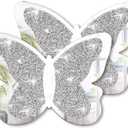 Vesici 2 Pieces Butterfly Shaped Mirror Crystal Crushed Diamond Silver Mirror Silver Wall Decor for Living Room Modern Decorative Artwork for Nursery Wedding Decor(11.8 x 8.8 Inch)