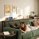 Bathola Narrow Sofa Table with 2 Power Outlets, 79” Thin Console Tables Narrow Long, Behind Couch Table Skinny, Wood Console Tables for Entryway, Living Room, Hallway, Foyer, Rustic Brown