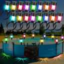 Honoson 24 Pcs Solar Pool Side Lights for Above Ground Pools with 1 Hanging Storage Bag Outdoor Swimming Pool Fence Decoration Accessories Waterproof LED Colorful Light