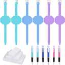 Geyee Wearable Silicone Watch Shape Memo Wrist Band with Ballpoint Pens and Erasers, Waterproof Reusable Writable Erasable Memo Watchband for Veterinarian Nurse Gift Supplies (6 Set)