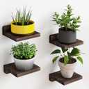 Fixwal Small Floating Shelves, 5X5 Inches Wall Shelf Set of 4, Rustic Wood Small Wall Mounted Shelves for Bedroom, Living Room, Kitchen, Bathroom Decor (Dark Carbonized Black)