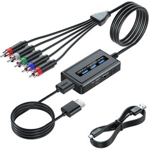 HDMI to Component Converter with Scaler Function, 1080P HDMI to YPbPr Scaler Converter for Old TVs (Black)