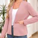 AGSEEM Full Lining Sweater Blazers for Women Open Front Long Sleeve Work Office Suit Jackets Blazer with Pockets (Blue, M)