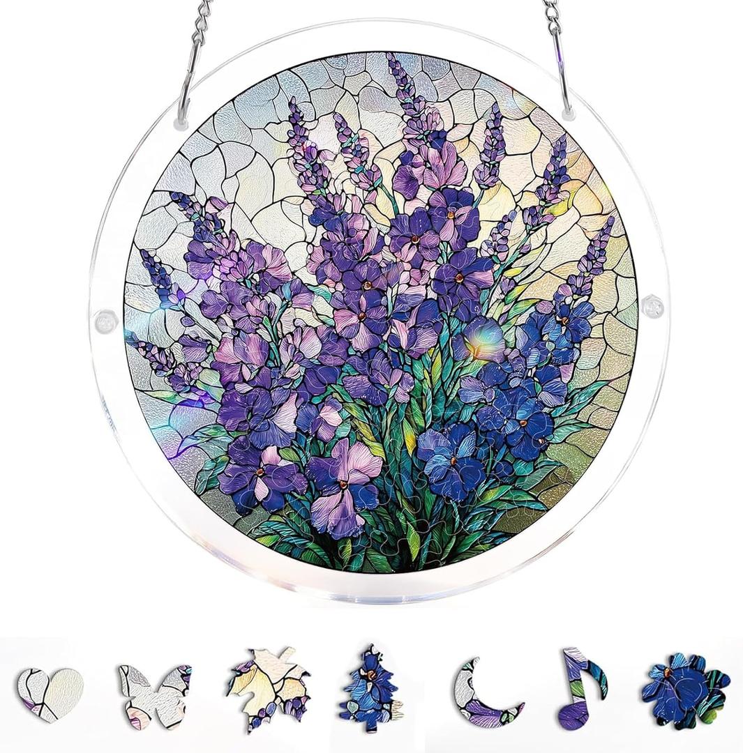 2 x Acrylic Suncatcher Window Hanging 7.4 Inch, Double-Sided Light Catcher Ornament for Window Home Garden Decor, Colorful Acrylic Hanging Decoration Gift (Violet)