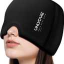 ONLYCARE Migraine Relief Cap, Upgraded Odorless Headache Relief Cap, 360 Gel Surround Ice Pack Mask for Migraine, Sinus, Stress, Frontal Headaches (Black)