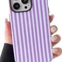 Longlayss Compatible with iPhone 11 Pro Max Case Cute Aesthetic Striped Phone Case for Women Girl Shockproof Slim TPU and Hard PC Protective Cover (Purple)