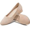 AISFAES Women Pumps Low Chunky Rounded Toe Heels Healed Dress Pumps Elegant Wedges Working Shoes(Beige,US8)
