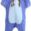 QSTYLE Unisex Children Animal Onesie, Halloween Costume Christmas Pajamas For Girls and Boys 4-13Y (12-13 Years, Bule)