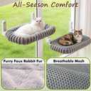 Zoratoo 2PC Cat Window Perch with Bolster Foldable Cat Hammock Cushion Bed for Window with Metal Frame, Cloud-Cuddle Cordless Window Resting Seat for Indoor Cats (Cushion Bed, Gray-L)