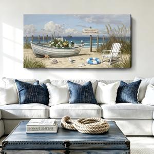 amatop Seaside Wall Art Coastal Landscape Print For Living Room 48X24 In