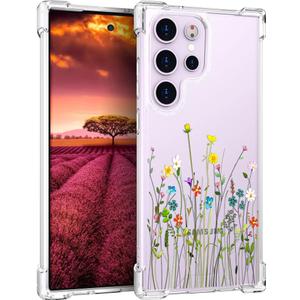 Compatible with Samsung Galaxy S23 Ultra Case Cute Clear for Women Girls, Designer Transparent Phone Cover Design (Flower Bouquet Wild)