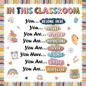 Boho Classroom Bulletin Board Decoration Set Back to School Motivational Bulletin Board Rainbow Affirmative Positive Class Wall Decor Positive Inspire Paper Cutout for Elementary Preschool