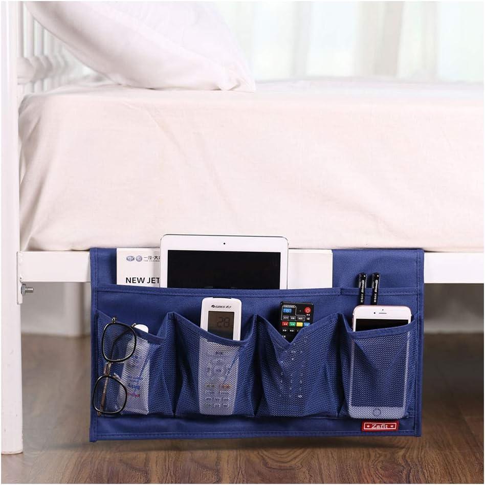 6 Pockets Bedside Storage Organizer, Table cabinet Storage Organizer Bedside Organizer Caddy for Remotes Phone Glasses (6 Pockets-Blue)