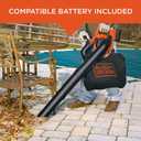 BLACK+DECKER Leaf Blower Cordless Leaf Vacuum and Mulcher Combo Kit, Battery and Charger Included, 40V 120 mph Air Speed, 6-Speed Dial, Built-in Scraper with Collection Bag (LSWV36)