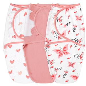 Yoofoss Baby Swaddles for Newborns 100% Organic Cotton, Adjustable Swaddle Sleep Sack 0-3 Months Newborn Swaddle Sack, Breathable Soft (Small) (Pink & Heart & Butterfly)