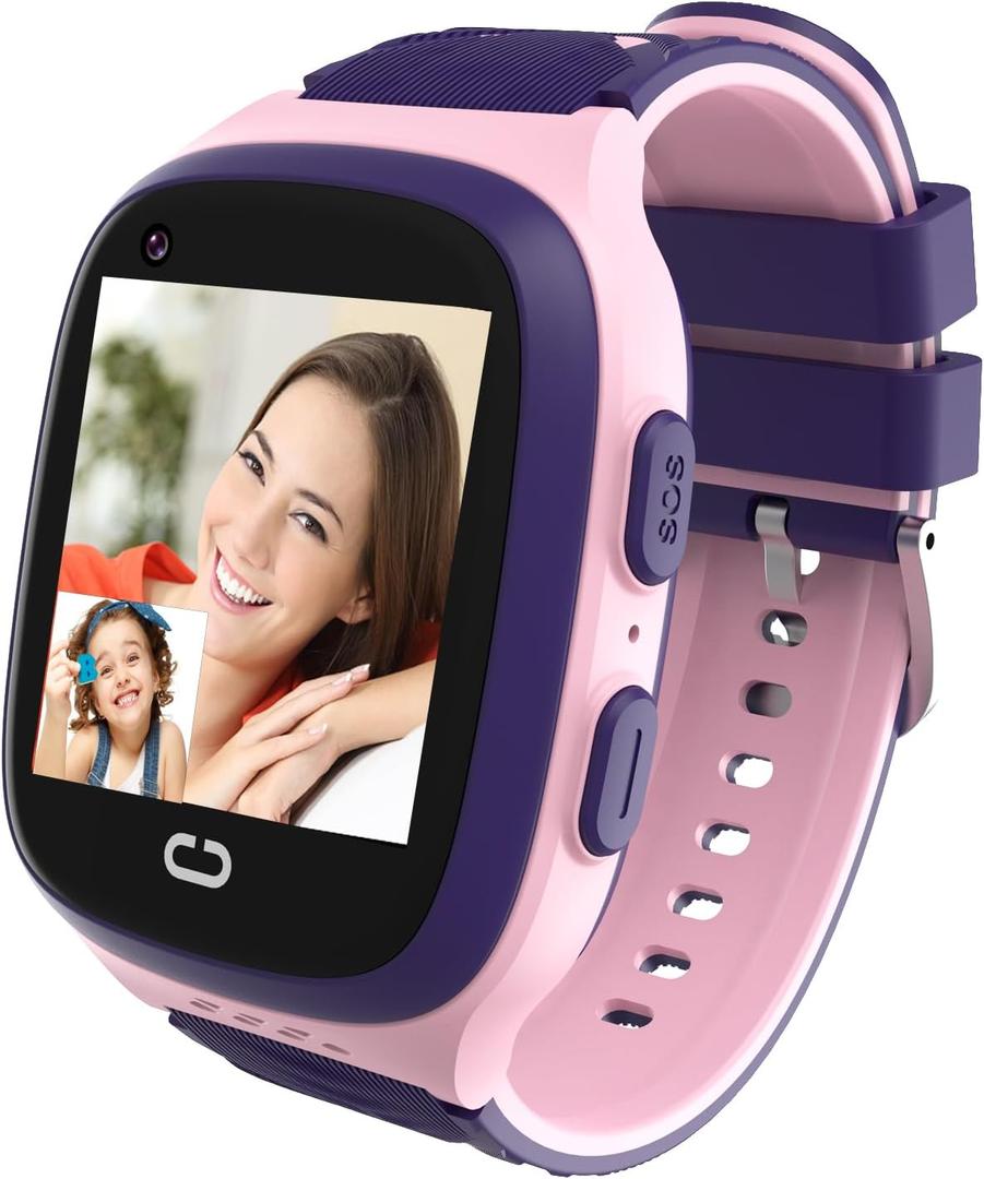 4G Kids Smart Watch GPS Tracker - Smartwatch with Two Way Call Video Calling 7 Puzzle Games Voice Chat SOS School Mode Pedometer Geo-Fence Touch Screen Alarm Clock Smartwatches for Boys Girls