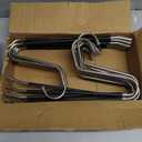 18 Pack Space Saving Open Ended Metal Pant Hangers, Non Slip Jean Hangers for Men and Women, Closet Storage Organizer for Clothes Leggings Slacks Trouser Ties (Black)