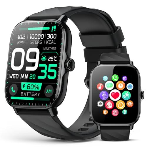 Smart Watches Fitness Tracker for Women Men with Step Counter, Sleep Calorie Monitor, Pedometer, IP68 Waterproof, Smartwatch with 120+ Sports for iPhone Android (Black)