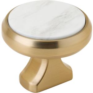 Amerock Posh 1-3/8 inch (35mm) Diameter Champagne Bronze/Marble White Cabinet Knob, BP36694WMCZ