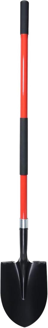 VNIMTI Heavy Duty Gardening Shovel, 56 Inch Round Blade with Fiberglass Handle (Red) 2 Pcs