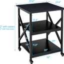 Fannova Printer Stand, 23.6 x 23.6 x 30.1 Inches Large Square Printer Table with Height Adjustable Storage Shelf, 3 Tier Rolling Printer Cart with Industrial Wheels for Home Office - Black