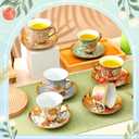 Teenyyou Set of 18 Tea Cups and Saucers Tea Party Decorations Floral Porcelain 5.4 oz British Gift for Women Birthday Party, Church, and Mother's Day (Stylish Style)