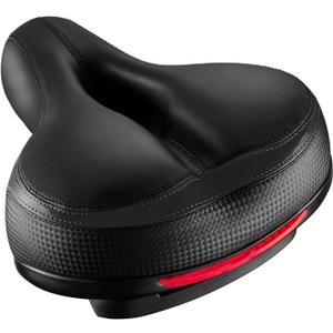 Bike Seat, Most Comfortable Bicycle Seat Dual Shock Absorbing Memory Foam Waterproof Bicycle Saddle Bike Seat Replacement with Refective Tape (Black)