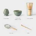 Matcha Whisk Set, Matcha Set with Ceramic Matcha Bowl, Bamboo Whisk & Holder, Sifter, Tea Scoop (Celadon)